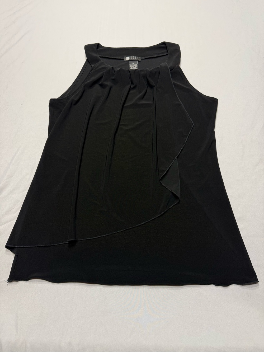 Carole Little Black Ruffle Sleeveless Blouse